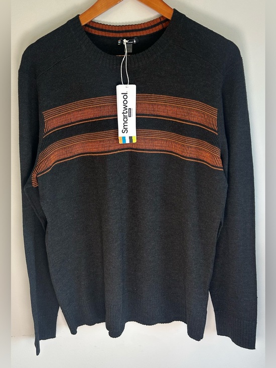Smartwool Other - SmartWool Mens Sparwood Stripe Crew Neck Sweater Size M Pullover Gray Orange NWT